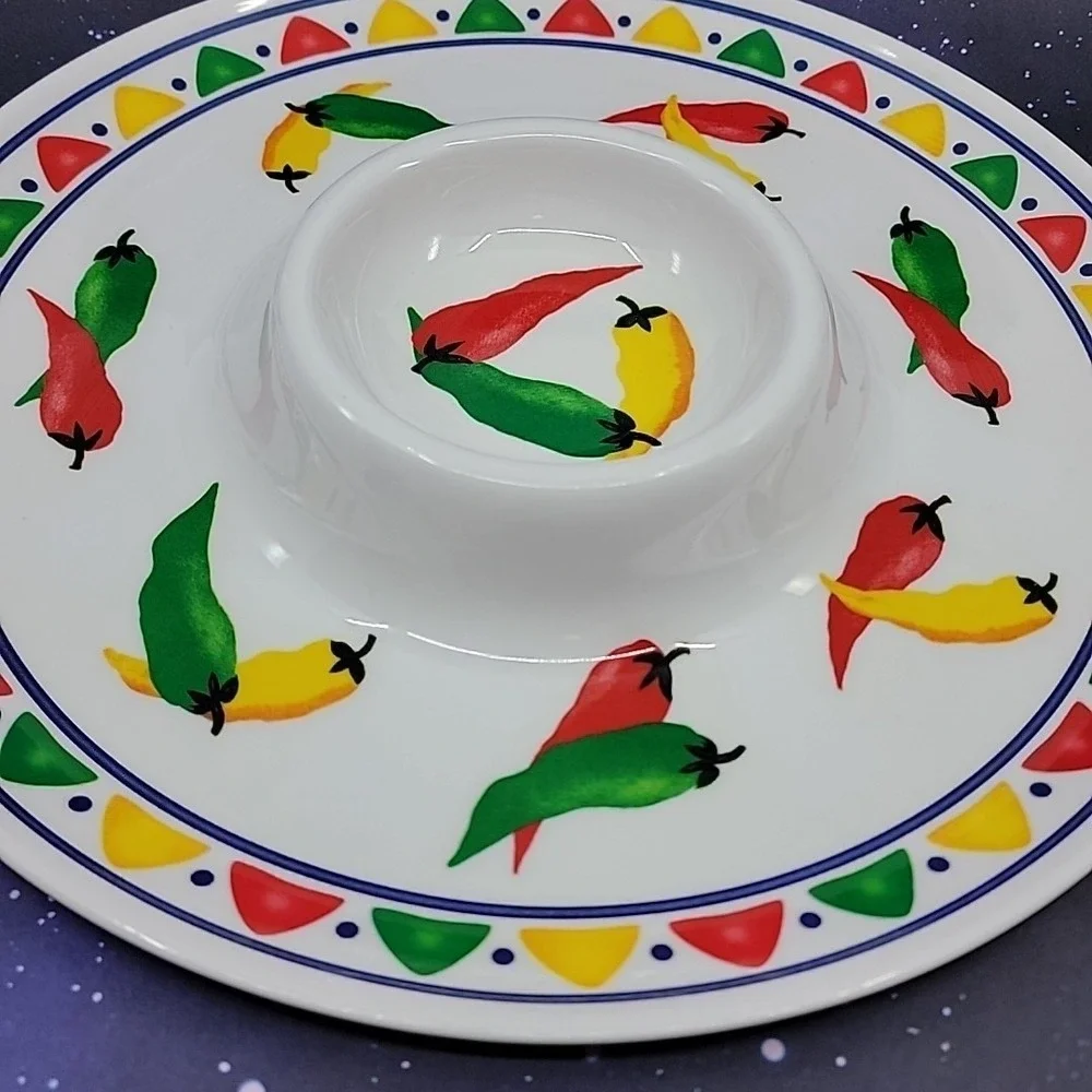 Reston Lloyd Eurita Melamine Chip & Dip Tray Chili Pepper Style No. 03633